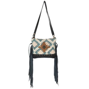 OHLAY KB655 Cross Body Upcycled Wool Upcycled Canvas Embossed Genuine Leather women bag western handbag purse